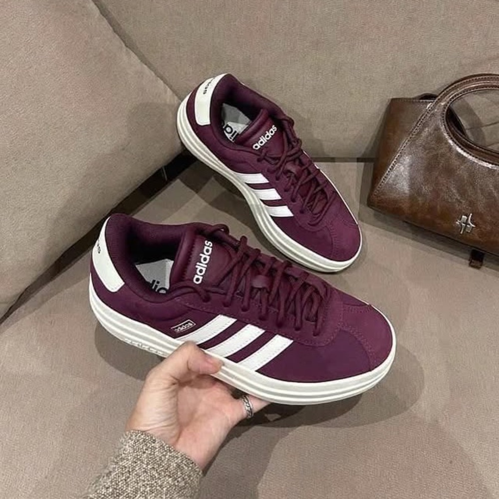 Adidas VL Court Bold Maroon IH0366 Women’s Platform Sneakers - Picture 2 of 7
